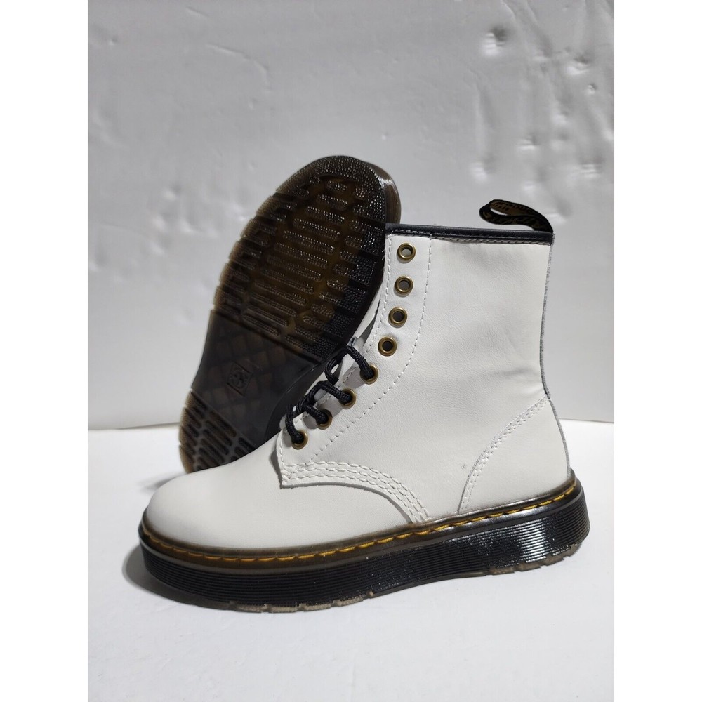 New Dr Marten's Zavala Lace Up Combat Boots White Size Men's 5 Women's 6